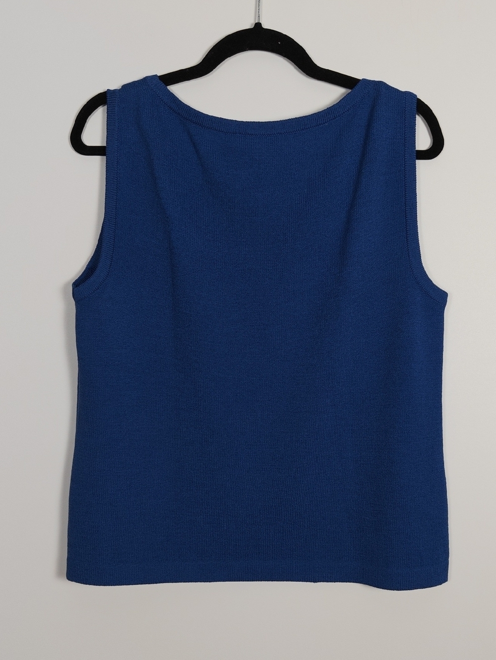 ST. JOHN Sport Vintage Santana Knit Scoop Neck Cobalt Blue Shell Tank Top Size L - Picture 12 of 16